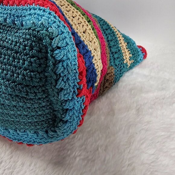 Merona Rainbow Woven Striped Boho Summer Beach Shoulder Bag - Picture 6 of 16